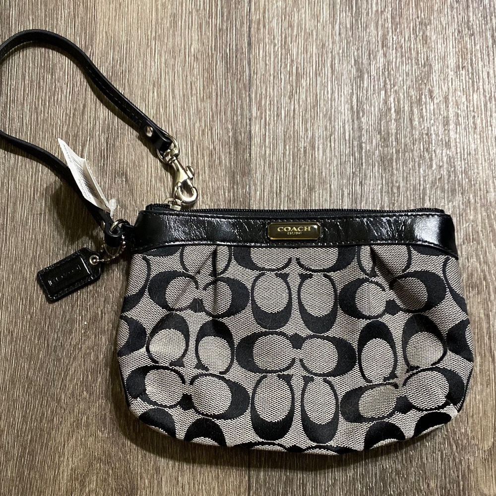 Coach Black and Grey Small Wristlet